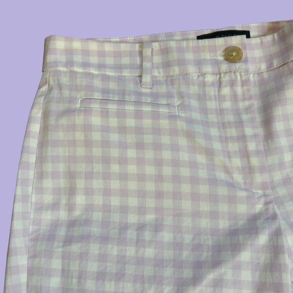 Ann Taylor Lavender and White Gingham Check Ankle Cropped Pants Size 2 - Picture 6 of 7